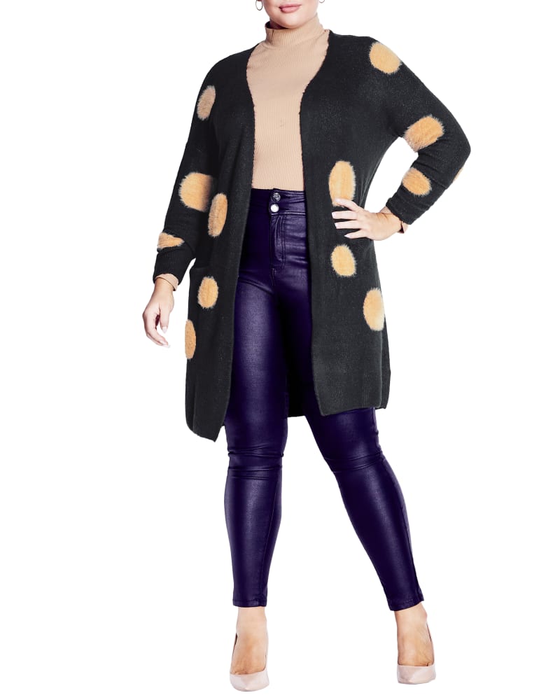 Front of a model wearing a size 22/24 Donatella Cardi in Navy Marle by Evans. | dia_product_style_image_id:310374